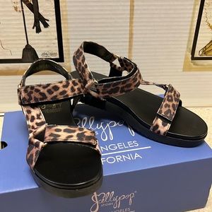 Jelly pop shoes animal print open toes woman sandals 6.5M